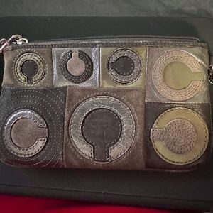 COACH Gray/Silver Large Wristlet
